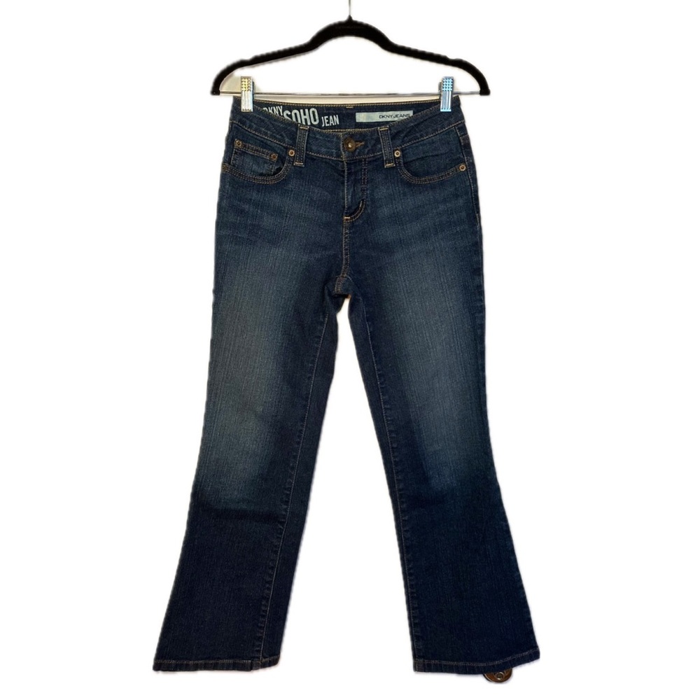 DKNY SoHo, low/mid rise, size 2, dark wash, bootcut jeans